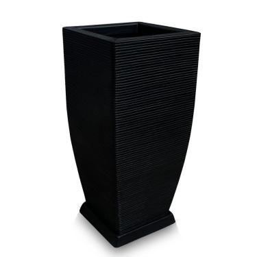 Imagem de Vaso De Planta + Prato Alto Quadrado Polietileno 90X40 Preto