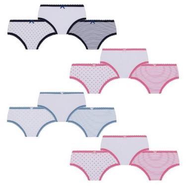 Imagem de Kit Com 12 Calcinhas Lobinha Infantil Kids Algodão Lupo, Azul rosa pre