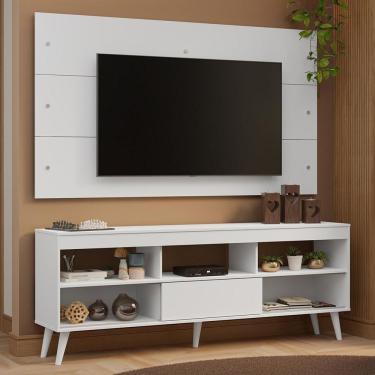 Imagem de Rack Com Painel Para Tv Até 65 Polegadas Com Pés Branco Detroit Madesa Branco