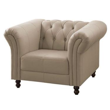 Imagem de Poltrona Decorativa Bérgamo Couro Bege 66