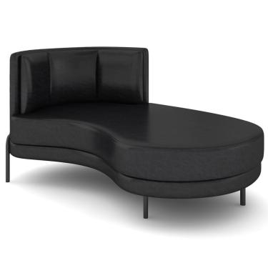 Imagem de Chaise Longue Divã 164cm Braço Esquerdo Logus D06 Sintético Preto - Mpozenato