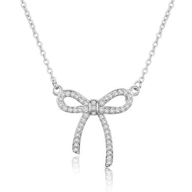 Imagem de Colar de laço de prata para mulheres, colar com pingente de laço de strass dourado brilhante, lindo colar de fita para uso diário, acessórios de joias coquete, Large, Metal, Sem Pedra Preciosa