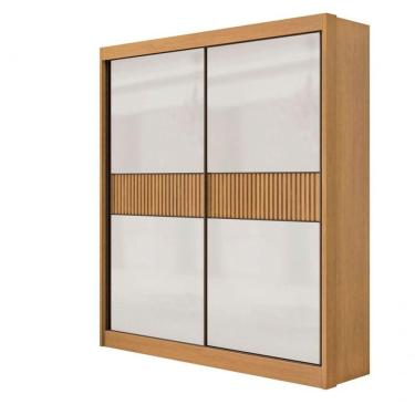 Imagem de Guarda Roupa Solteiro 2 Portas 3 Gavetas - Santorini Ripado-cinamomo-off White - Móveis D'doro