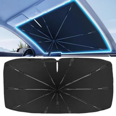 Imagem de Para-brisas 2025 Moldura de 10 fibra de vidro com mastro giratório de 360° | Disjuntor de janela de emergência | Para-sol de carro refletor de calor | Design dobrável ajustável para SUV/Sedan/Caminhão
