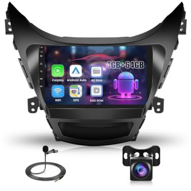 Imagem de Estéreo automotivo 8 núcleos 4G + 64G 5G WiFi para Hyundai Elantra 2011 2012 2013 sem fio Carplay Android Auto, tela sensível ao toque IPS 1280P 9 polegadas com DSP Bluetooth 5.0 Mirror Link GPS Navi