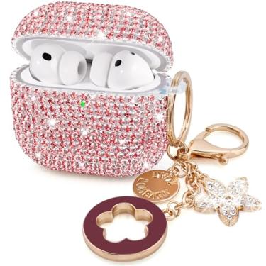 Imagem de Capa Bling Airpods iPods Pro 3 2025, VISOOM Strass Airpods Pro 3 capas fofas com glitter joias Airpod iPod Pro3 capas para Apple AirPods iPods Pro 3ª geração capa com chaveiro para mulheres