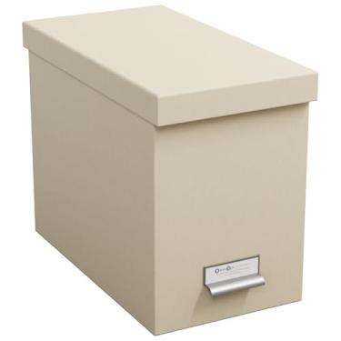 Imagem de Bigso John Caixa organizadora de arquivos pendurada de papelão para papéis de tamanho carta - Caixa de arquivo suspensa durável com tampa e suporte de etiqueta - coberta em laminado de papel - L 18 x