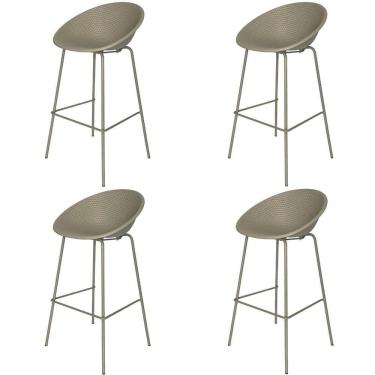 Imagem de Kit 4 Banquetas Drops Rivatti Em Polipropileno Fendi Base Desmontável Aço Fendi