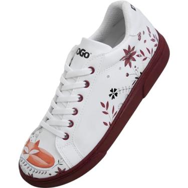 Imagem de DOGO Tênis feminino branco – Tênis feminino feito à mão, couro vegano e design exclusivo, sapatos confortáveis para mulheres, tênis Ace, Animal espiritual, 40