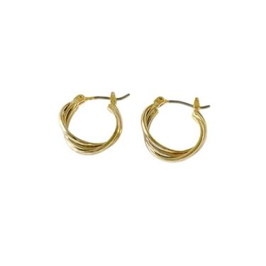 Imagem de Brincos de argola pequenos 2026 com 4 designs de ferradura dourada para mulheres, brincos de argola torcida de 3 fileiras, perfeitos para presente para ocasiões especiais