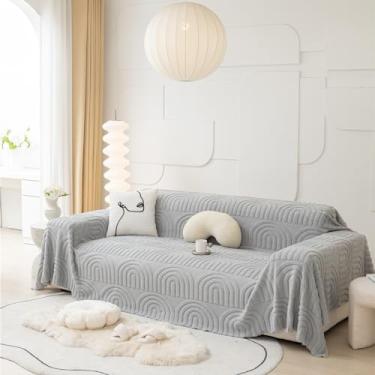 Imagem de SPOUR Cobertor de sofá grosso e de alta densidade com estampa de arco, capa de sofá de 1 lugar para sofá de canto grande, protetor de sofá para sala de estar (175 x 130 cm, cinza claro)