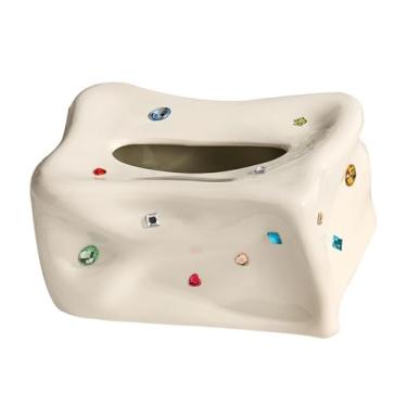 Imagem de Generic Caixa Dispensadora de Tecido Facial Arrumada, Sem Geléia, Cerâmica, Forte, Decorativa, Suporte para Banheiro (Bege)