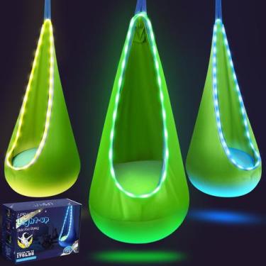 Imagem de Columpio Infantil en Forma de Cápsula LFSMVT con Luces LED y Almohada 