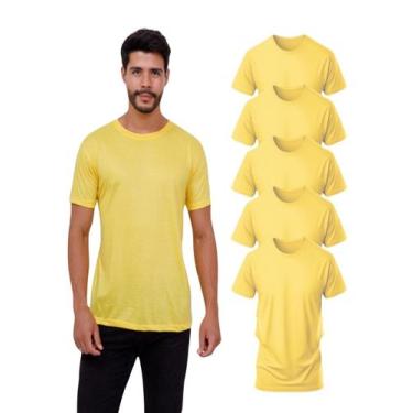 Imagem de Kit Com 5 Camisetas Poliéster Sublimática Amarela - Rcv Store, G, Amar