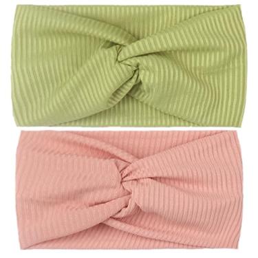 Imagem de 2 peças de faixa elástica infantil de borda larga confortável para acessórios de cabelo de bebê, todas as estações, faixa de cabelo moderna