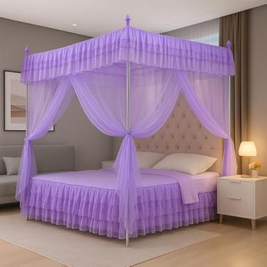 Imagem de Mosquiteiro de Armação Casal Palácio – Completo com Estrutura, Renda Elegante e Proteção Contra Mosquitos(lilás)