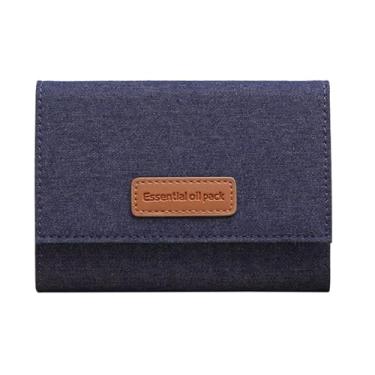 Imagem de Ioensy Bolsa para transportar óleos essenciais, ideal para pequenos acessórios, em tecido jeans, perfeita para frascos roll-on de colecionador.