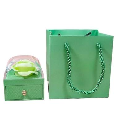Imagem de Presente Feminino, Caixa de Presente Luxuosa com Rosas Eternas, Cor de Macaron, Adequada para Colares, AnéIs, Caixa de Armazenamento de Joi, 7 * 7 * 7 Cm(Verde,2Pcs)