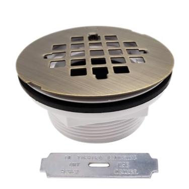 Imagem de Westbrass D206P-06 conjunto de ralo de chuveiro de 11,4 cm de diâmetro externo e capa de filtro de grade serve para tubos SCH. 40 PVC e ABS, latão antigo