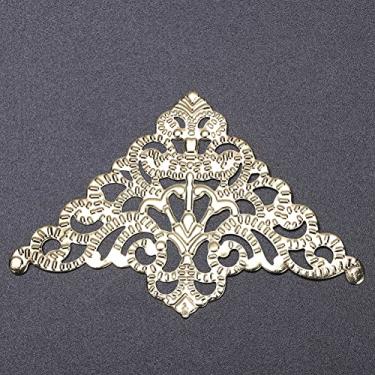 Imagem de Sanpyl Capa Decorativa de Borda de Mesa de Ferro Estilo Vintage para Proteção e Decoração para Caixa de Joias, Livro, álbum de Recortes - 50 Peças de Canto Decorativo de Latão Antigo para Caixa de Presente de Madeira, Adequado para Entusiastas de DIY (Amarelo)