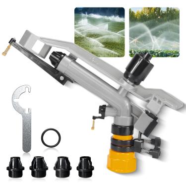 Imagem de Aspersor Irrigador Irrigacao Agricola Giratório de Irrigação Profissional, 360 Graus, Alcance 18-36m, Alta Pressão 0.2-0.6MPA, Para Jardim, Agricultura, Combate a Incêndio e Paisagismo