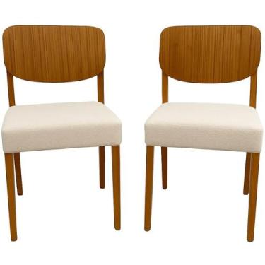 Imagem de Kit 2 Cadeiras Barcelona em Linho Madeira Hr Cor Bege, Bege