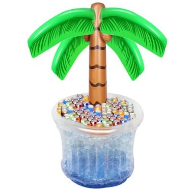 Imagem de Zcaukya Refrigerador inflável de palmeira, 152 cm para festas tropicais, decorações de piscina havaianas (pacote com 1 refrigerador de palmeira)