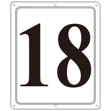 Imagem de i-CowFun Placa numerada de metal premium ao ar livre, refletiva de 30,5 x 25,4 cm placas numeradas de alumínio grande 18 para estacionamento, quadra de tênis, campo, armazém, corredor, edifício, doca
