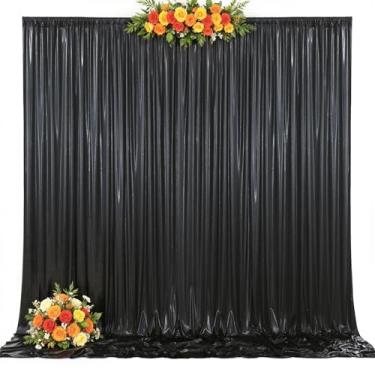 Imagem de Besutolife Cortinas de fundo de lantejoulas pretas de 50 × 3 m, cortinas de pano de fundo resistentes a rugas para casamentos e festas com glitter antiqueda, fundo fotográfico para aniversários