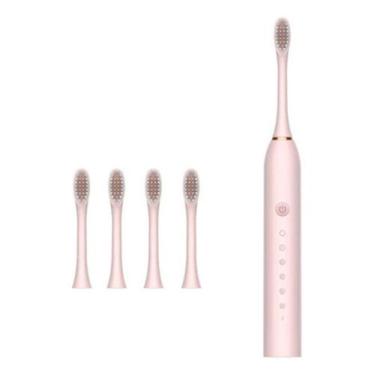 Imagem de Escova De Dente Dental Elétrica 3Refil Cabo Usb Saúde Bucal - Alwy