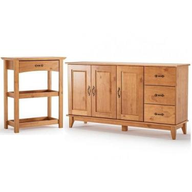 Imagem de Kit Balcão Buffet 3 Portas E Aparador 100% Madeira Rústica Belaine Car