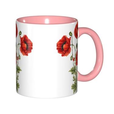Imagem de Zeraoke Linda estampa de flores de papoula canecas de café criativas, personalizadas, presente para família, tamanho de 325 ml, unissex