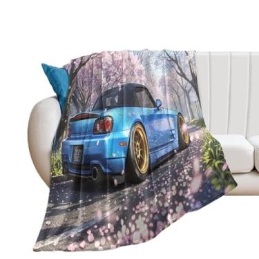 Imagem de HouLaiZhe Cobertor super macio de flanela flor de cerejeira JDM S2000 cobertores refrescantes leves para sofá-cama, cadeira, sofá, carro, viagens ao ar livre, leve, quente, 101,6 x 152,4 cm