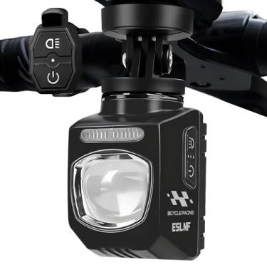 Imagem de Suruid Luzes de bicicleta para passeios noturnos, luz de bicicleta brilhante de 1200 lúmens com controle remoto, farol de bicicleta recarregável por USB, luz frontal de segurança à prova d'água para