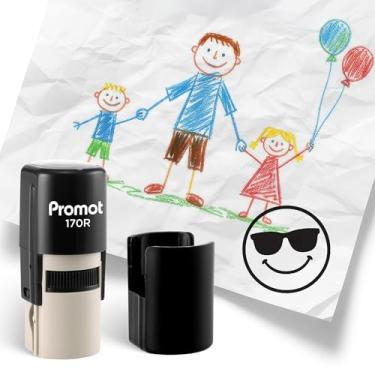 Imagem de Promot - Carimbos autotintados para professores, carimbo de borracha redondo para avaliação e feedback, carimbos de tinta de secagem rápida, impressão transparente, carimbo recarregável para sala de