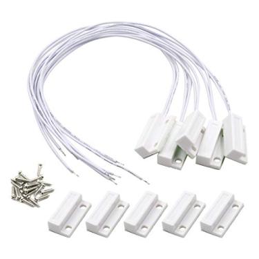 Imagem de Hxchen MC-38 Sensor de contato de janela de porta alarme interruptor magnético palheta com parafusos branco - (5 conjuntos)