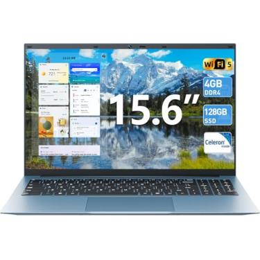 Imagem de SGIN Laptop Win 11, laptop de 15,6 polegadas, processador Celeron N4000, 4 GB de RAM, SSD de 128 GB, BT5.0, HDMI, webcam, bateria de 7000 mAh, tipo C, visualização de 180°, Wi-Fi 2,4/5G, USB 3.2 * 3