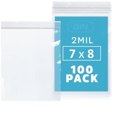 Imagem de Sacos com zíper de 17,78 cm x 20,3 cm – 100 unidades, sacos pequenos de plástico transparente com zíper, 2 mm, com fecho de zíper resselável para armazenamento de alimentos, sanduíches, materiais de