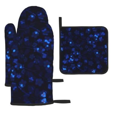 Imagem de Deep Forest Floret – Conjunto de cozinha essencial com 3 peças, luvas resistentes ao calor e aderência da tampa, proteção para churrasco no forno, design de armazenamento suspenso.