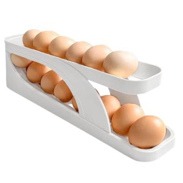 Imagem de Organizador de Ovos de Geladeira 2 Camadas Rolante – Dispenser Automático com Capacidade para 14 Ovos – Plástico Resistente, Empilhável e Deslizante para Cozinha e Refrigerador, Cores Sortidas