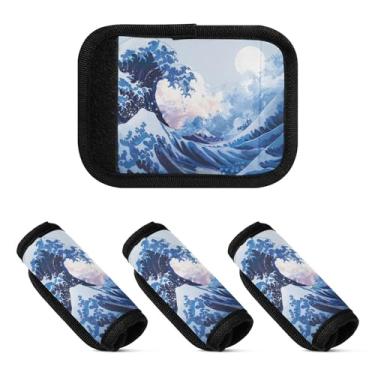 Imagem de Qilmy Embalagem com 2 identificadores de bagagem estilo japonês, 2 unidades, identificadores de bagagem, pega confortável, capa para carrinho de bebê, mala de viagem, acessórios de viagem de avião2309