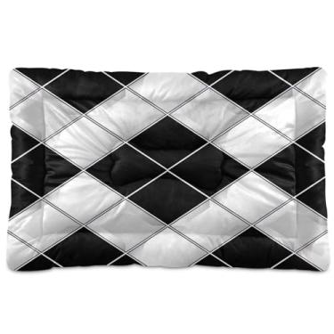 Imagem de Wassud Cama de cachorro padrão guingão, camas para cães pequenos, tapete lavável para animais de estimação, cama de gato para dormir, viagens 91 x 61 cm