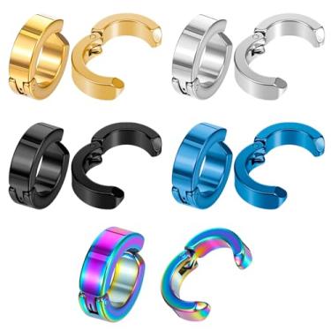 Imagem de WJIAAA 10 brincos de argola falsos sem piercing para homens e mulheres de aço inoxidável