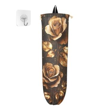 Imagem de xigua Suporte de parede para saco plástico Two Roses com cordão, pacote com 2, organizador de sacolas de compras reutilizáveis, decoração para bolsas, meias, roupas íntimas e gravatas