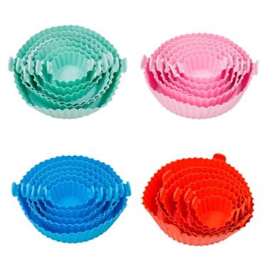 Imagem de Formas de Silicone para Air Fryer, Conjunto 6 Peças, Antiaderente, Reutilizável, Livre de BPA, Resistente a Altas Temperaturas, Tamanhos de 5cm a 16cm