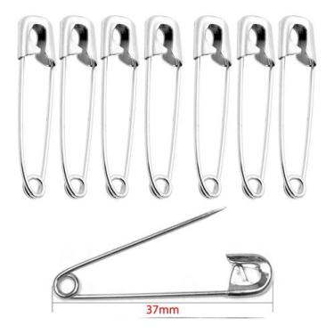 Imagem de 100 Alfinetes Segurança Prata 37mm Costura Artesanato Joias - Kas, Seg