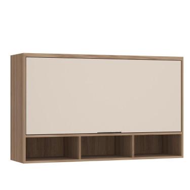 Imagem de Armário Aéreo De Cozinha 120cm 1 Porta Basculante Com Nichos Aspen Luciane Móveis Vanilla/beige