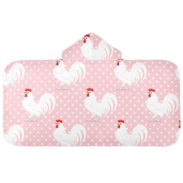 Imagem de Burbuja Toalha de banho com capuz de laço rosa para crianças, toalha de praia de pelúcia macia absorvente para chá de meninas e meninos 3-10 anos, 61 x 127 cm