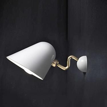 Imagem de Luminária de parede vintage para interiores, soquete E27, luminária de parede retrô com design industrial, luminária de parede branca para quarto, cabeceira, corredor, iluminação decorativa