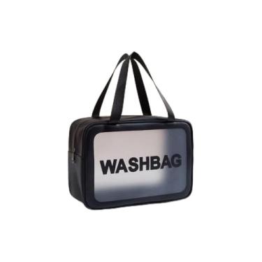 Imagem de Necessaire Feminina com Alça, Poliéster, 21x7x12 cm, Sortida (Rosa, Branca, Preta), Compacta e Leve, para Viagem e Organização